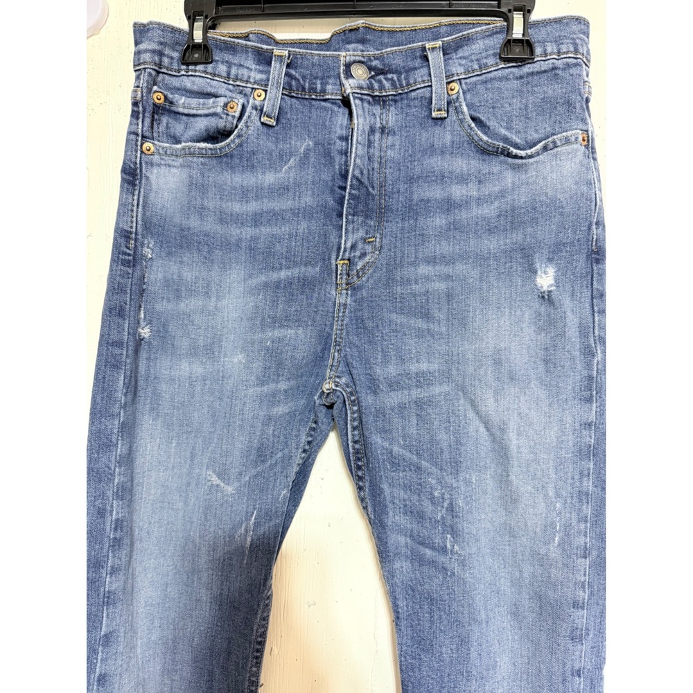 Levis 510 Skinny Fit Jeans Mens 32x32 Medium Wash Blue Stretch Denim Distressed